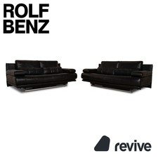 Rolf Benz 6500 Leder Sofa Garnitur Schwarz Zweisitzer Couch