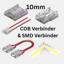 SMD & COB LED Streifen Verbinder Anschluss für 10mm Strips Strip ohne Löten 2Pin