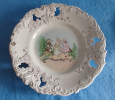 Hirschau, Ernst Dorfner & Co, 1 Keramikteller, Rokokostil, Handbemalung, ab 1833