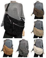 Große Plüsch Bauchtasche Puschel Umhängetasche Teddy Crossbodytasche