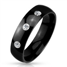 Damen Herren Ring Edelstahl Partnerring Ehering Zirkonia Kristalle
