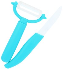 2-teiliges Set aus Keramik Schäler und Messer, Schälmesser uns Sparschäler, blau