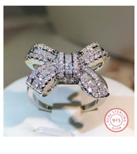 925 Silber Damen Ring, Schleife Design mit Zirkon, Elegant & Zeitlos