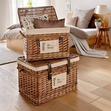 2er SET Rattan Truhe Korb
