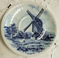 Delfter  Porzellan Teller mit Windmühle * DELFT Blouw * v. Signiert * 15,5 cm