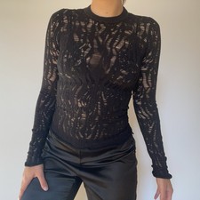 Schwarzes distressed Langarmshirt von Louis Vuitton Gr S