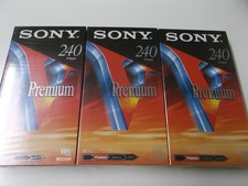71941 - SONY PREMIUM E-240 VG - 3 VHS VIDEO LEERKASSETTEN - NEU!