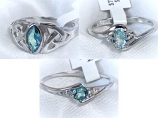 RING Auswahl 3 Variante 925 STERLING-SILBER Edelstein AQUAMARIN cz-BLAUTOPAS cz