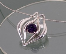 Silber Kette mit Amethyst Anhänger  ° DESIGN COLLIER  Vintage Halskette