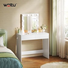 WOLTU Schminktisch Kosmetiktisch mit LED-Beleuchtung Schublade Frisiertisch Weiß