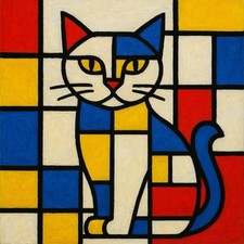 Katze Bild Mondrian Stil