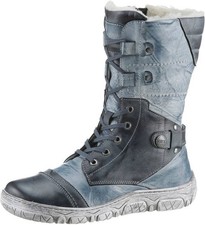 KRISBUT Damen Stiefel Schnürboots Winter Warmfutter Kalbsleder Blau Gr. 38