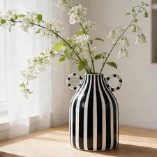 Keramikvase mit schwarz - mit, schwarz-weiß