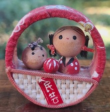 Kokeshi Mini Holz Figur aus Japan Ø 4cm alte Handarbeit - Rarität Unikat Sammler