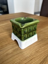 Keramik Kachelofen Puppenstube Ruka Mügeln Aschenbecher Grün Kamin Miniatur