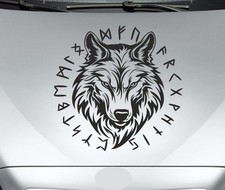 Aufkleber Auto Motorhaube Wikinger Nordic Viking Thor Hammer Wolf Runen Odin 294