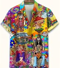 HIPPIE PEACE LOVE KURZARM HEMD