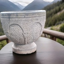 Pflanzschale, Pflanzkübel, Amphore, Naturstein 47 cm Bildhauer Handwerkskunst 