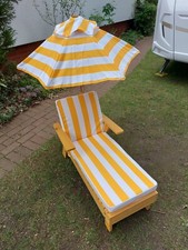 hochwertige Gartenliege für Kinder mit Sonnenschirm aus Holz