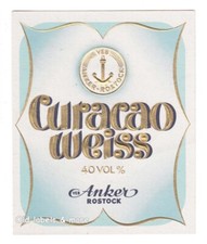 x1679 ROSTOCK  VEB Anker CURAÇAO WEISS Etikett liqueur label