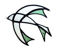 Bleiglas Fenster , Bleiverglasung Licht Grün / Grau , stilisiert , Vogel Form