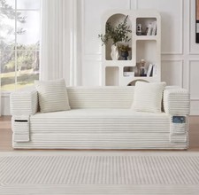 Designer Cord Sofa Weiß