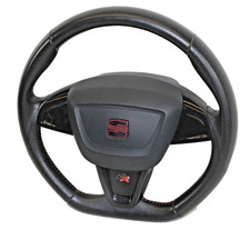 Sportlenkrad Seat Ibiza 4 IV 6P 6J FR Leder schwarz / Naht rot Lederlenkrad