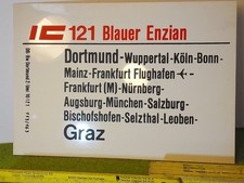 Original DB Zuglaufschild IC 121 Blauer Enzian InterCity
