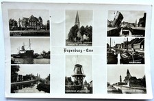 AK Papenburg-Ems Ostfrsld. 1950 Rathaus Hafen Mittelkanal Kirchbrücke Windmühle