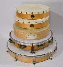 5x TAMBURIN von Ø 21 bis 32cm Musikinstrumente Set Holz Tambourine Handtrommel