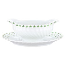 Sauciere mit Teller einteilig Haviland Limoges Torse Trefle Vert Kleeblatt