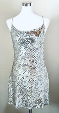 ZARA Pailletten Kleid Metallic Black Bronze Silver Party Cocktail Gr L /XL NEU!