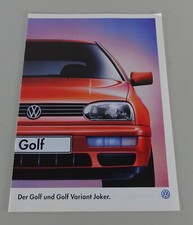 Prospekt / Broschüre VW Golf 3 / III & Golf 3 / III Variant Joker Stand 12/1996 