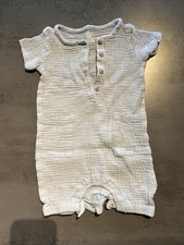 C&A Baby Sommer Onzie Musselin Gr. 80 Hellblau Strampler Kurz