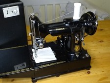 Nähmaschine Singer 222K Featherweight Vintage 220V Motor + Koffer + Zubehör