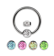 Lippenbändchen Piercing Schmuck SET BCR Ring 1,2mm + 5 Steinplatten in 4mm Stahl