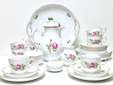 Fürstenberg Porzellan - Kaffeeservice für 6 Person,23-teil - „Rote Rose“  Dekor