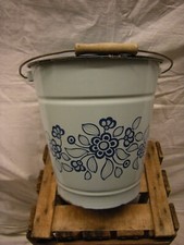 Antiker Emaille Eimer Vintage  Blumen Deko Email (234)