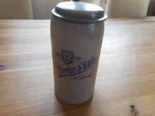 Bierkrug Bräu z´Loh mit Zinndeckel 1 Liter Masskrug Lohmeier