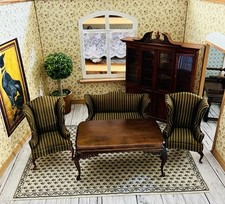 Puppenhaus Puppenstube  Exklusiv Möbel Vintage Bespaq Sofa Garnitur mit Sessel