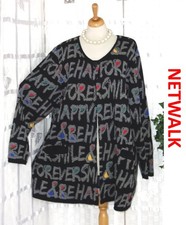 NETWALK Designer Strickjacke 50 52 schwarz grau BUNT - FOREVER SMILE & BE HAPPY