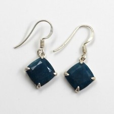 Blauer Aventurin Edelstein 3 cm Ohrringe massiv 925 Sterling Silber Schmuck