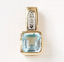 Aparter kleiner Anhänger 8 Karat 333 Gold 1,35 g Gelbgold Weißgold Blautopas