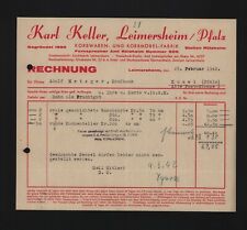 LEIMERSHEIM, Rechnung 1942, Karl Keller Korbwaren-Korbmöbel-Fabrik