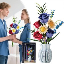 Blumen Strauß Baukasten mit Vase Blumenstrauß Klemmbausteine DIY Bauspielzeugset