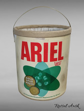310251 selten alte kleine 3-Kg ARIEL-TROMMEL MIT DECKEL Waschpulver 60/70er Jahr