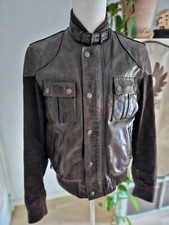 Belstaff Let Bomber Leather Jacket  Antique BlackBrown colour  Size L Malenotti