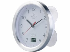 Badezimmer Wanduhr mit LCD-Thermometer Sauna Saugnapf-Uhr IPX4 Baduhr Bahnhofuhr