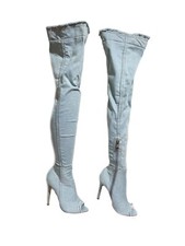 Damen Overknee Stiefel Jeans