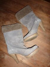 Graue Zara trf Wildleder Stiefel - Plateau - Kunstfell - 1 x getragen